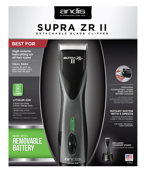 Andis - Supra ZR® II Cordless Detachable Blade Clipper