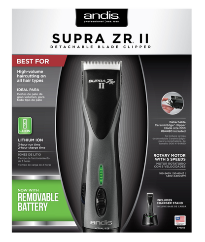 Andis - Supra ZR® II Cordless Detachable Blade Clipper