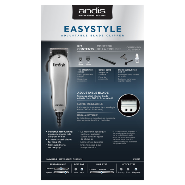 Andis - EasyStyle 7 Pcs Home Hair Cutting Clipper Kit (Silver)