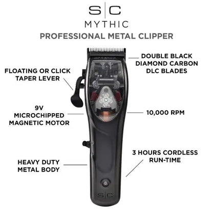 Stylecraft - MYTHIC - PROFESSIONAL METAL BODY 9V MICROCHIPPED MAGNETIC MOTOR CORDLESS HAIR CLIPPER